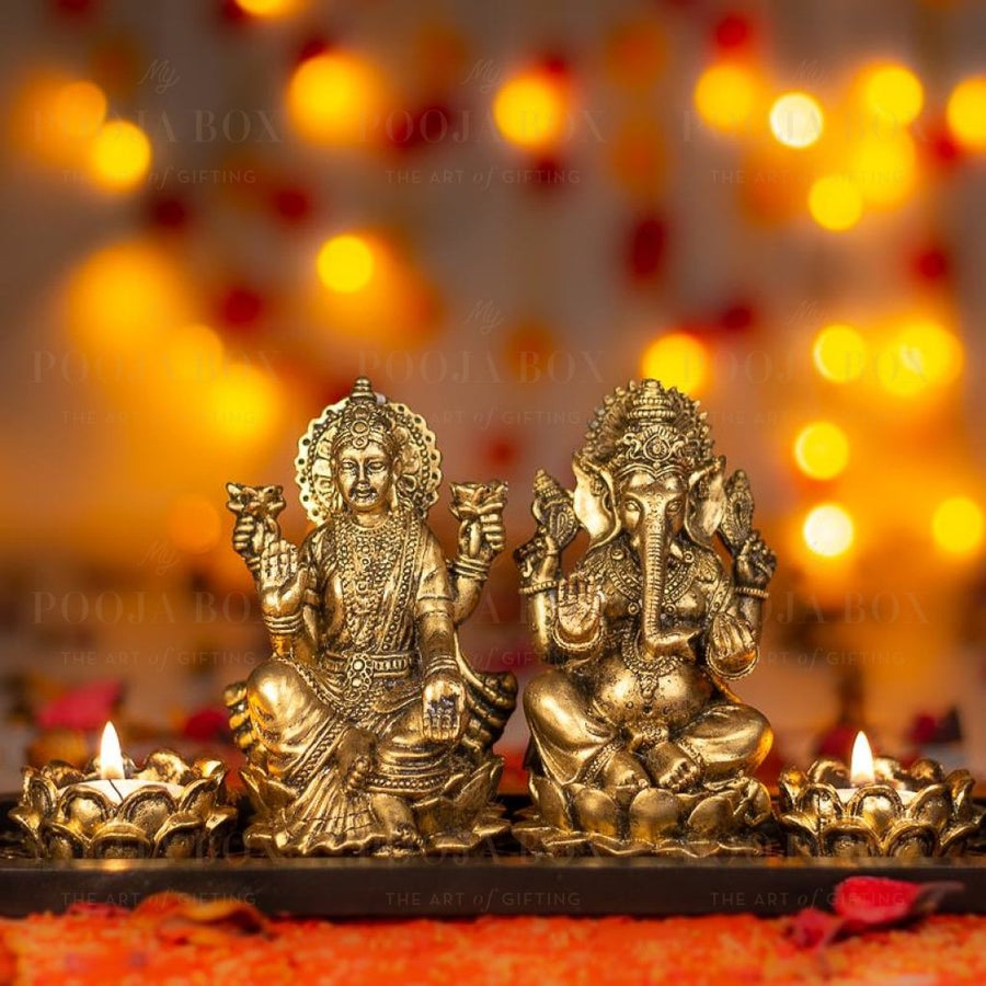 Laxmi Ganesha Candle Holder Idols