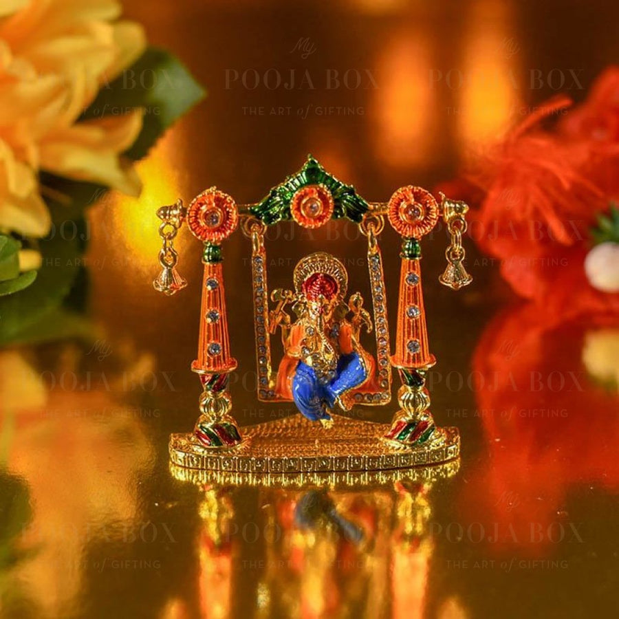 Multicolor Ganesha On Jhula Idol