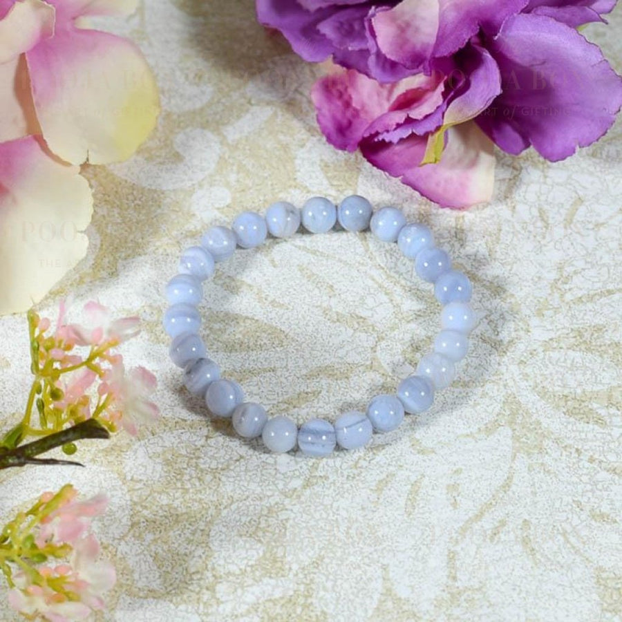 Natural Blue Lace Agate Stretch Bracelet