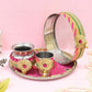 Pink Floral Gotta Patti Karwa Chauth Thali Set