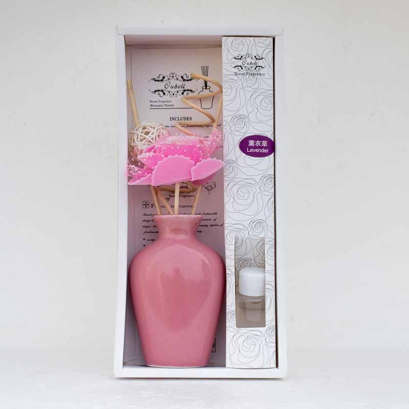 Decorative Pink Reed Aroma Diffuser/Oil Burner Set