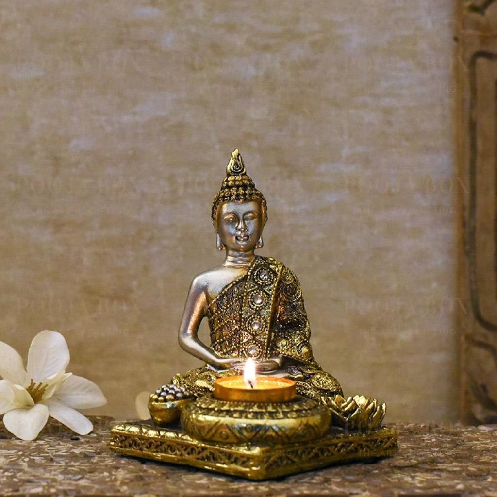 Serene Buddha T-Light & Incense Holder