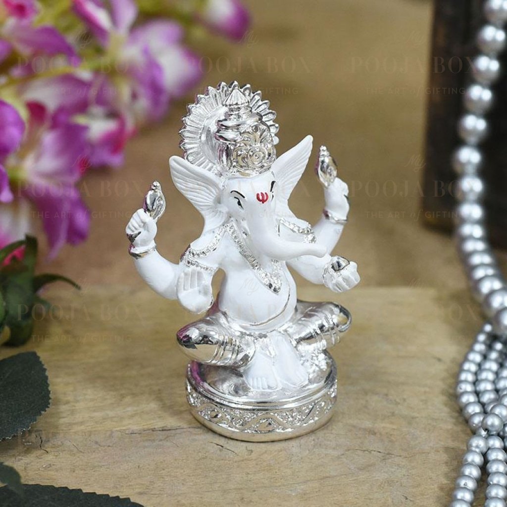 Silver Plated Laddu Ganesha Idol