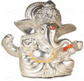 Silver Plated Satin Laddu Ganesha Idol