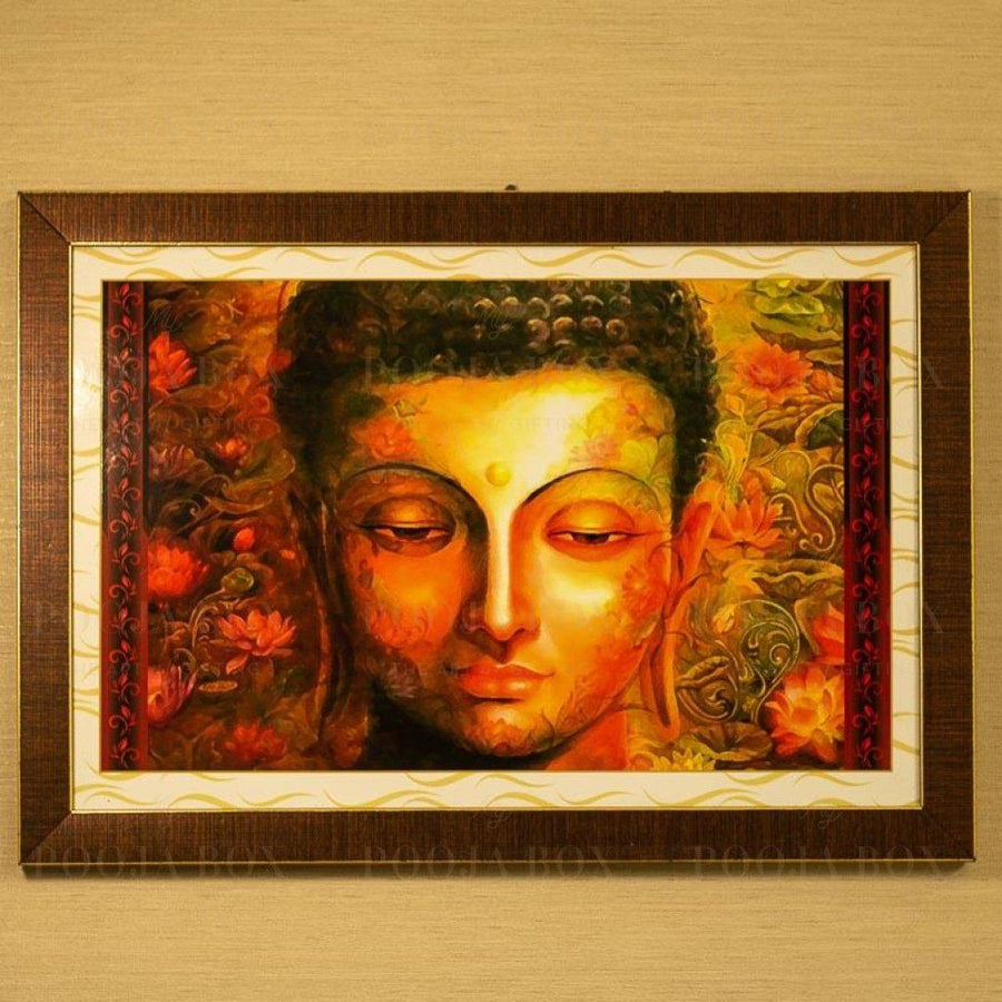 Stunning Lord Buddha Floral Painting For Decor Framed Paintings