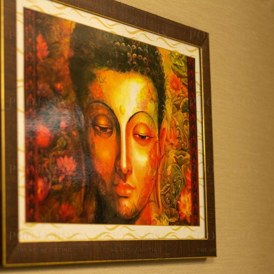Stunning Lord Buddha Floral Painting For Decor Framed Paintings